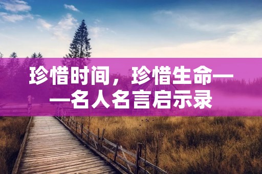 珍惜时间,珍惜生命——名人名言启示录 珍惜时间,珍惜生命——名人名言启示录