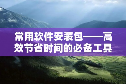 常用软件安装包——高效节省时间的必备工具 常用软件安装包——高效节省时间的必备工具