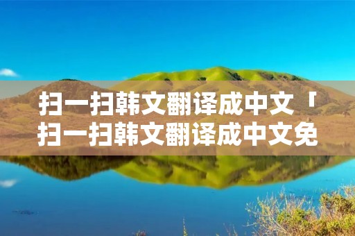 扫一扫韩文翻译成中文「扫一扫韩文翻译成中文免费」