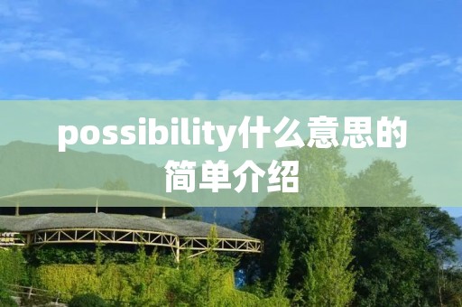 possibility什么意思的简单介绍 possibility什么意思的简单介绍