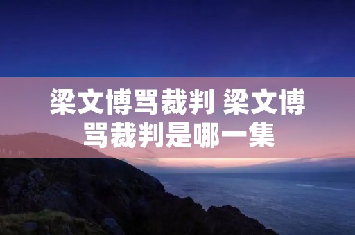 梁文博骂裁判 梁文博骂裁判是哪一集