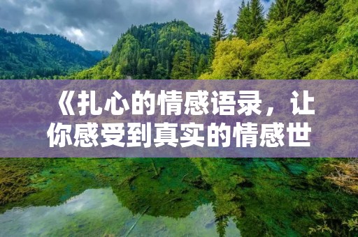 《扎心的情感语录,让你感受到真实的情感世界》