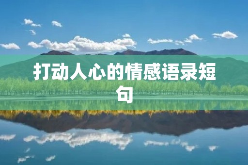 打动人心的情感语录短句：用言语温暖心灵