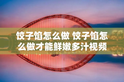 饺子馅怎么做 饺子馅怎么做才能鲜嫩多汁视频