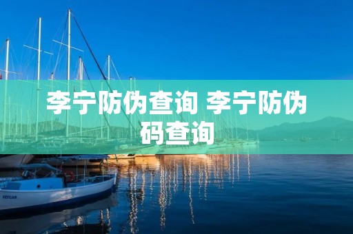 李宁防伪查询 李宁防伪码查询
