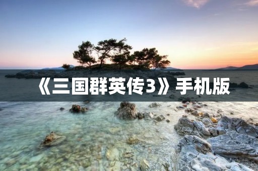《三国群英传3》手机版：重温经典战争策略游戏