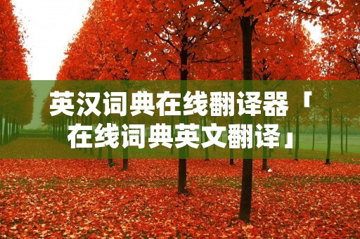英汉词典在线翻译器「在线词典英文翻译」