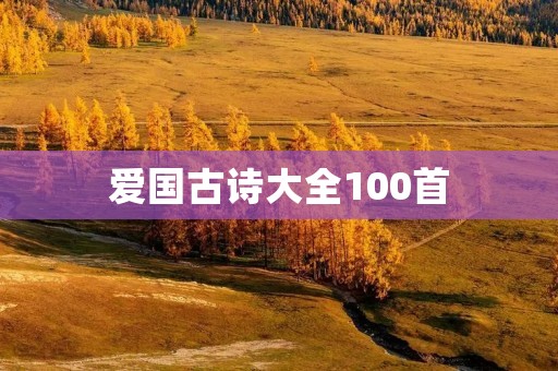 爱国古诗大全100首：传承国粹，弘扬爱国精神