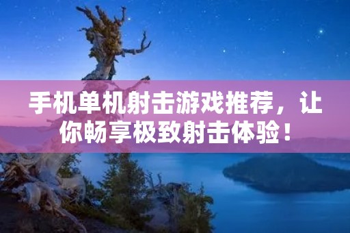 手机单机射击游戏推荐,让你畅享极致射击体验!