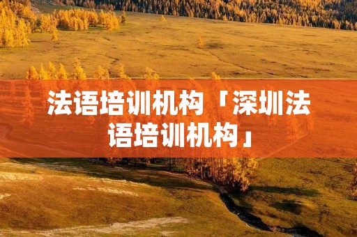 法语培训机构「深圳法语培训机构」
