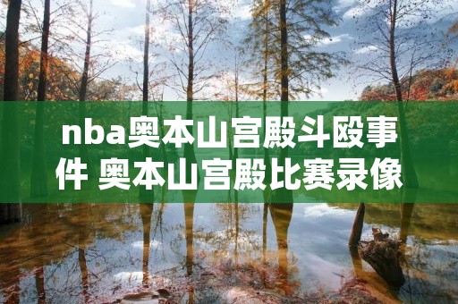 nba奥本山宫殿斗殴事件 奥本山宫殿比赛录像 nba奥本山宫殿斗殴事件 奥本山宫殿比赛录像