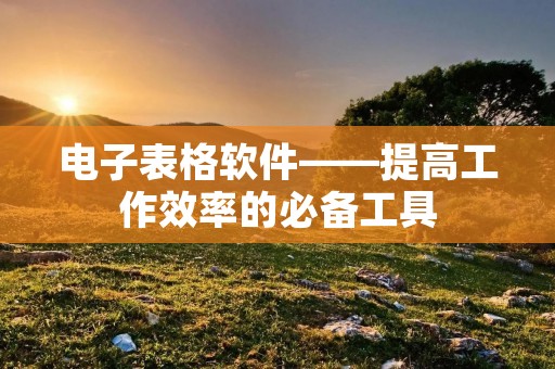 电子表格软件——提高工作效率的必备工具 电子表格软件——提高工作效率的必备工具