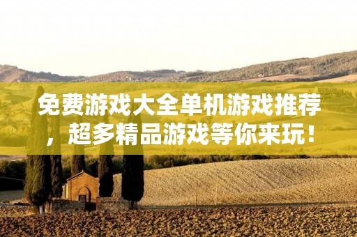 免费游戏大全单机游戏推荐，超多精品游戏等你来玩！