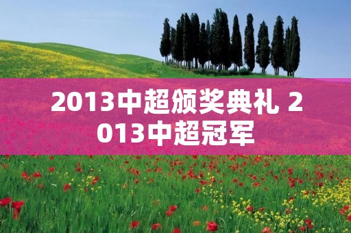 2013中超颁奖典礼 2013中超冠军 2013中超颁奖典礼 2013中超冠军