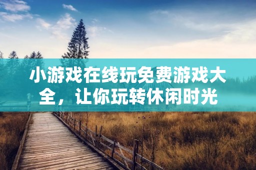 小游戏在线玩免费游戏大全，让你玩转休闲时光