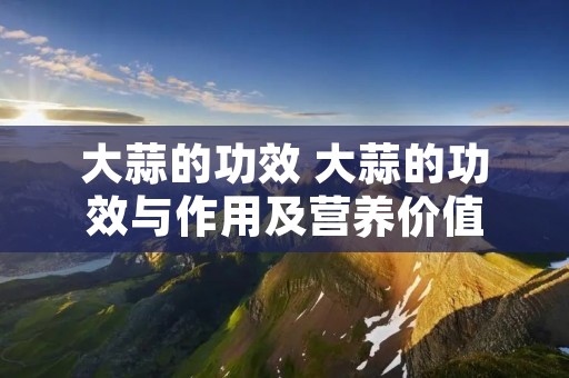 大蒜的功效 大蒜的功效与作用及营养价值