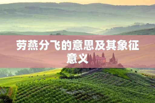 劳燕分飞的意思及其象征意义