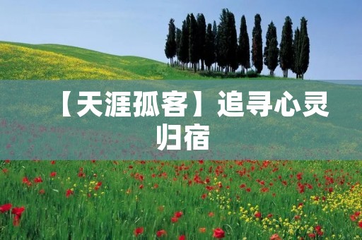【天涯孤客】追寻心灵归宿