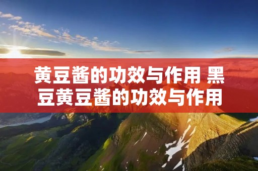 黄豆酱的功效与作用 黑豆黄豆酱的功效与作用