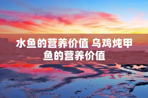 水鱼的营养价值 乌鸡炖甲鱼的营养价值