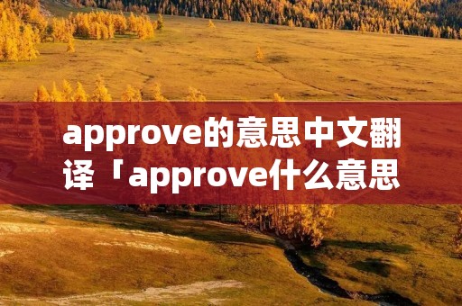 approve的意思中文翻译「approve什么意思」