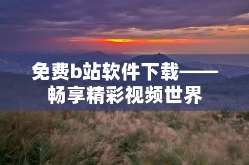 免费b站软件下载——畅享精彩视频世界