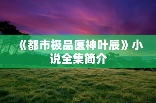 《都市极品医神叶辰》小说全集简介