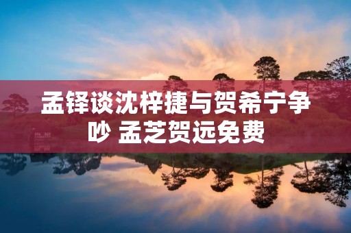 孟铎谈沈梓捷与贺希宁争吵 孟芝贺远免费 孟铎谈沈梓捷与贺希宁争吵 孟芝贺远免费
