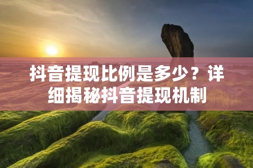 抖音提现比例是多少?详细揭秘抖音提现机制