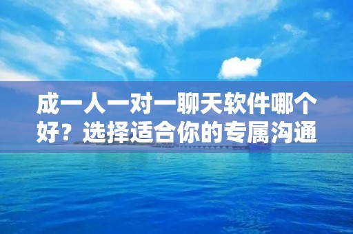 成一人一对一聊天软件哪个好?选择适合你的专属沟通工具
