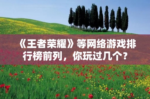 《王者荣耀》等网络游戏排行榜前列，你玩过几个？
