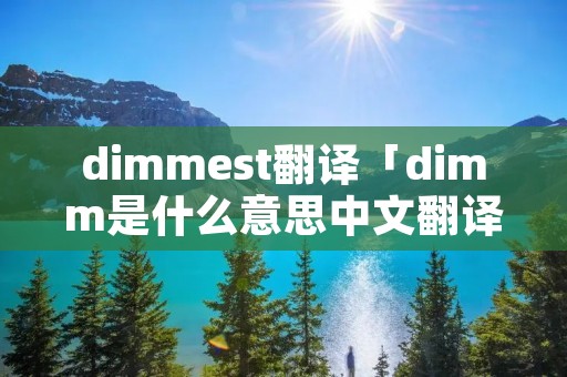 dimmest翻译「dimm是什么意思中文翻译」