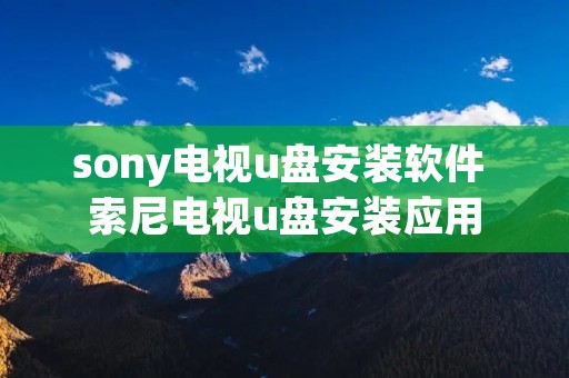 sony电视u盘安装软件 索尼电视u盘安装应用