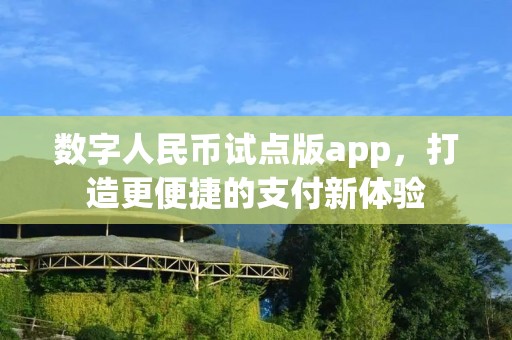 数字人民币试点版app,打造更便捷的支付新体验 数字人民币试点版app,打造更便捷的支付新体验
