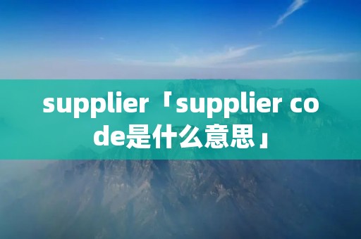supplier「supplier code是什么意思」