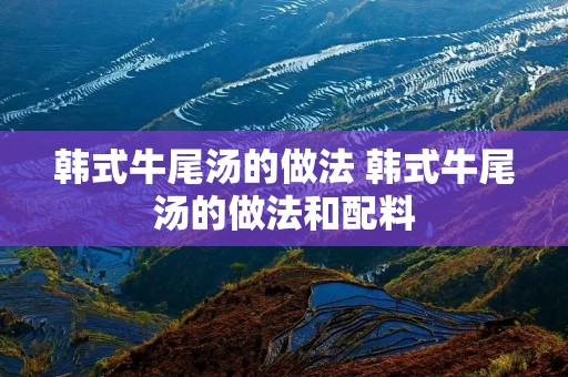 韩式牛尾汤的做法 韩式牛尾汤的做法和配料