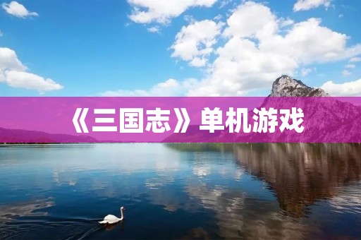 《三国志》单机游戏:重温历史,再现经典