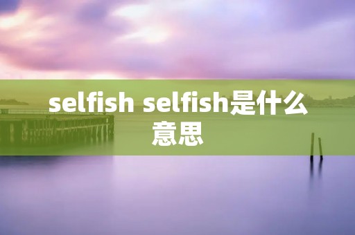 selfish selfish是什么意思