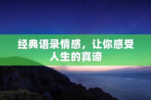 经典语录情感，让你感受人生的真谛