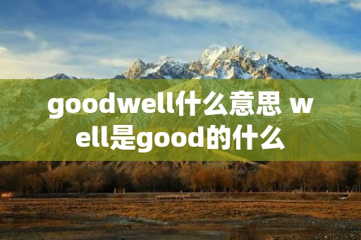 goodwell什么意思 well是good的什么 goodwell什么意思 well是good的什么