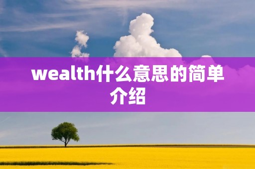 wealth什么意思的简单介绍 wealth什么意思的简单介绍