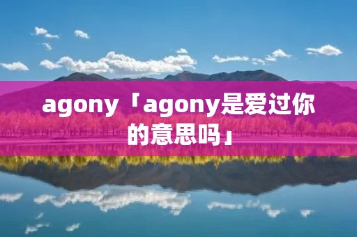 agony「agony是爱过你的意思吗」