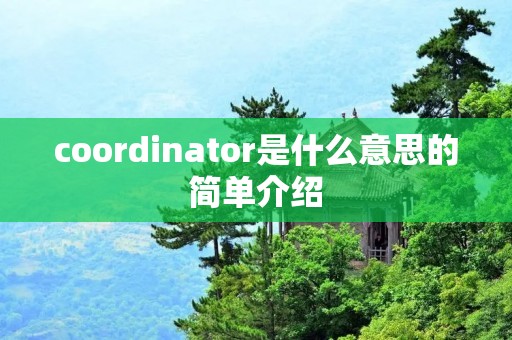 coordinator是什么意思的简单介绍 coordinator是什么意思的简单介绍