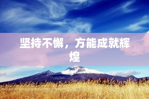 坚持不懈,方能成就辉煌 坚持不懈,方能成就辉煌