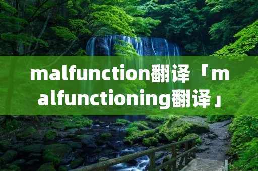 malfunction翻译「malfunctioning翻译」 malfunction翻译「malfunctioning翻译」