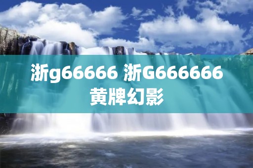 浙g66666 浙G666666黄牌幻影