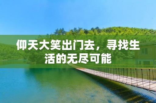 仰天大笑出门去,寻找生活的无尽可能
