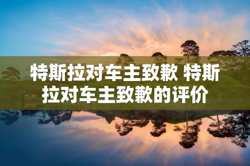 特斯拉对车主致歉 特斯拉对车主致歉的评价 特斯拉对车主致歉 特斯拉对车主致歉的评价
