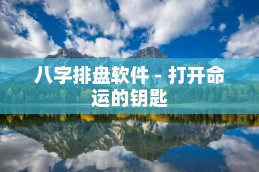 八字排盘软件 - 打开命运的钥匙