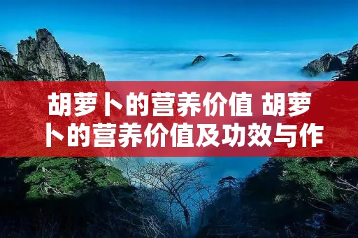 胡萝卜的营养价值 胡萝卜的营养价值及功效与作用禁忌